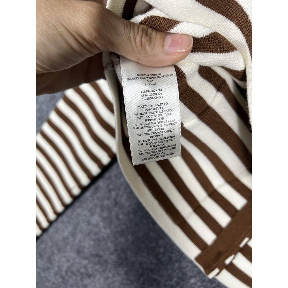 Aritzia Babaton Notable Cardigan XS Brown White Striped Cropped NWT - Picture 12 of 15